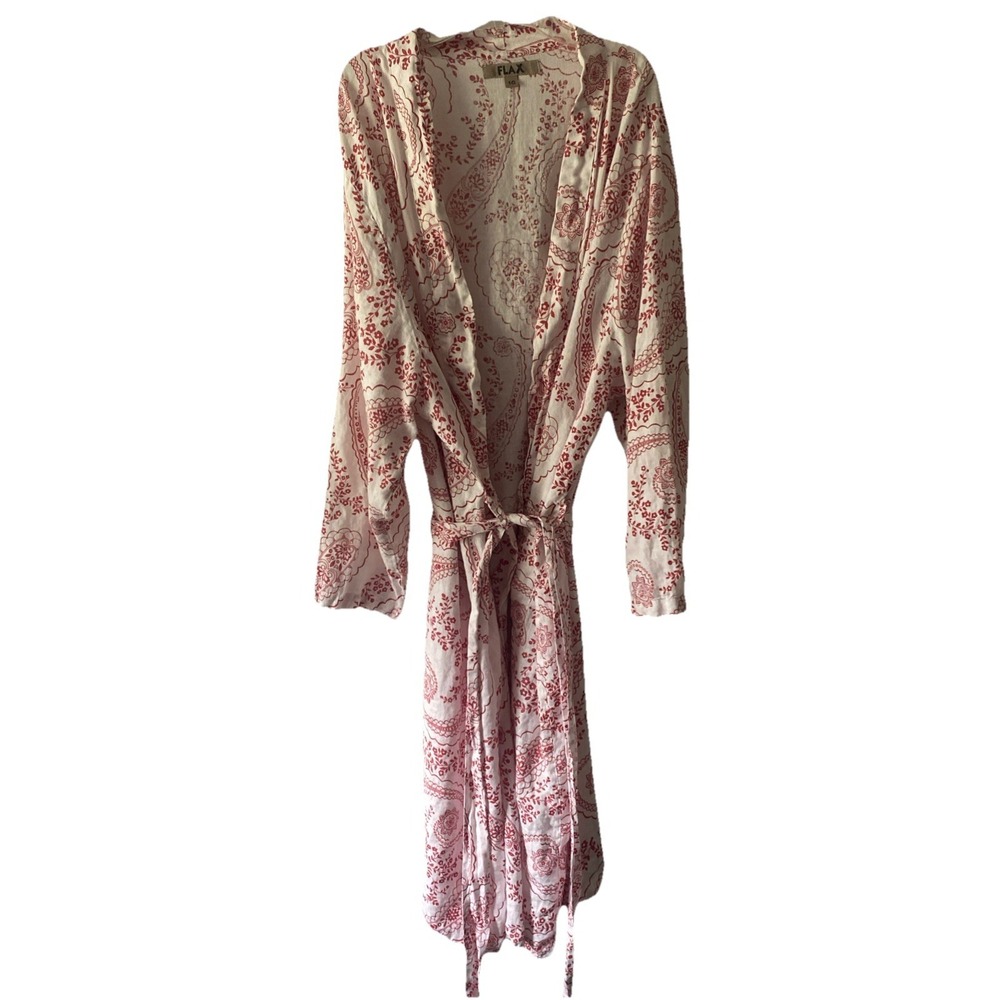 FLAX  Designs Tomato Bandana Linen Robe  Plus Size 1G 18-20